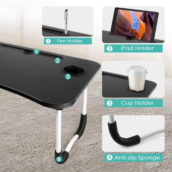 Wooden Laptop Table – Laptop Stand – Floor Table – Laptop Table – Drawing Desk – Bed Tray Table Fold-able – Table Notebook Stand Reading Holder – Study Table – Portable Desk
