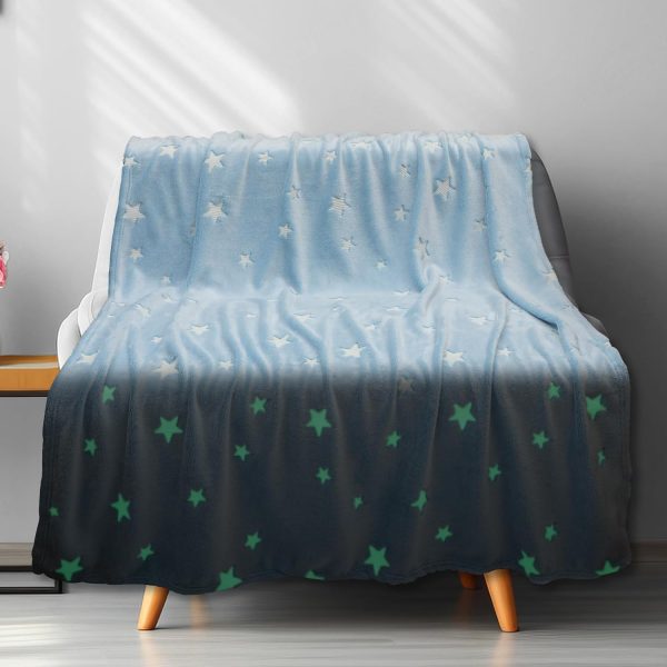 Glow In The Dark Stars Blanket Soft Cozy Blankets For Bed Couch Sofa Camping Travel, (random Design )