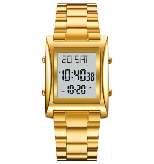 Men’s Digital Square Watch – Stainless Steel Chain, Quartz Movement, Without Box
