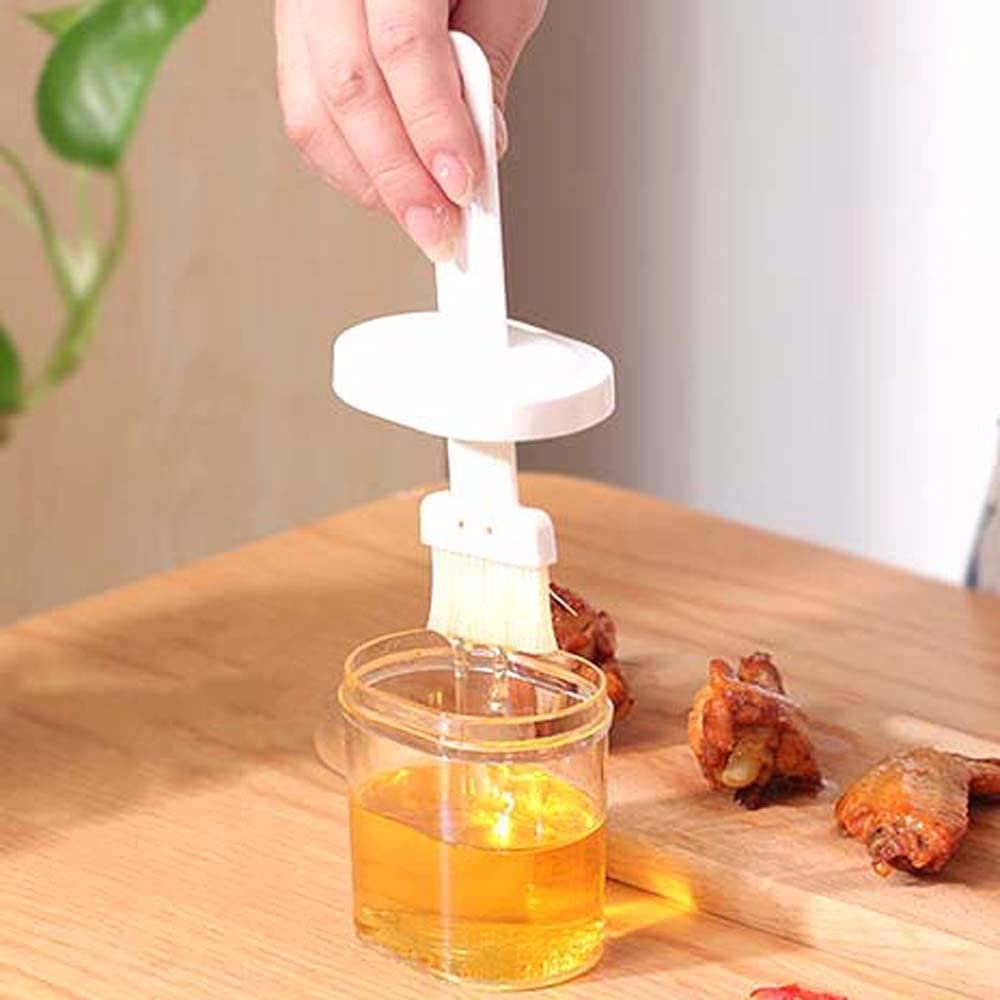 Plastic Oil Bottle Seasoning Dispenser With Silicone Rubber Bristle Brush