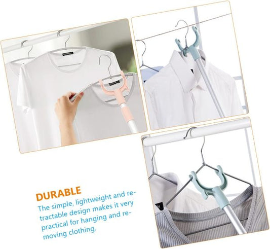 Extendable Telescopic Clothes Fork, Adjustable Laundry Hanging Fork With Hook (random Color)