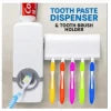 Toothpaste Dispenser With 5 Brush Holder Wall Mounted Automatic Hands Free Toothpaste Dispenser