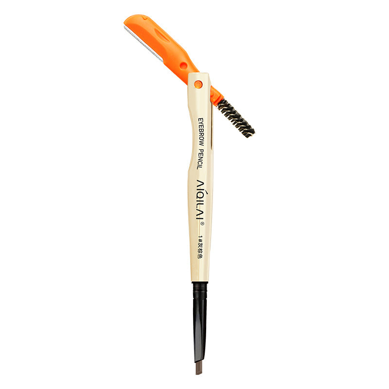 Aiqilai 3 In 1 Eyebrow Pencil | Eyebrow Pencil Gel | Anti-smudge | Long-lasting | Three-in-one | Double-headed | Folding Eyebrow Trimming Knife | Brush